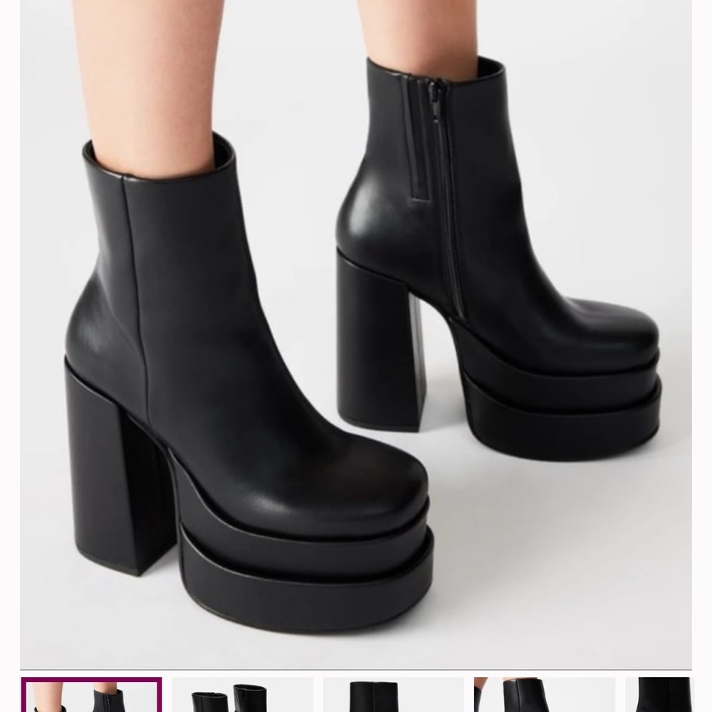 Steve Madden Black Chunky Heel Boots